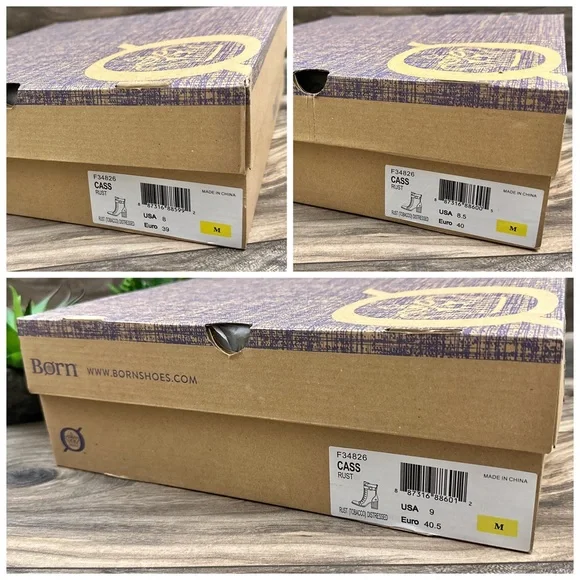 NIB Born Cass Block Heel Lace Up Distressed Suede Ankle Combat Boots Rust - Picture 13 of 13